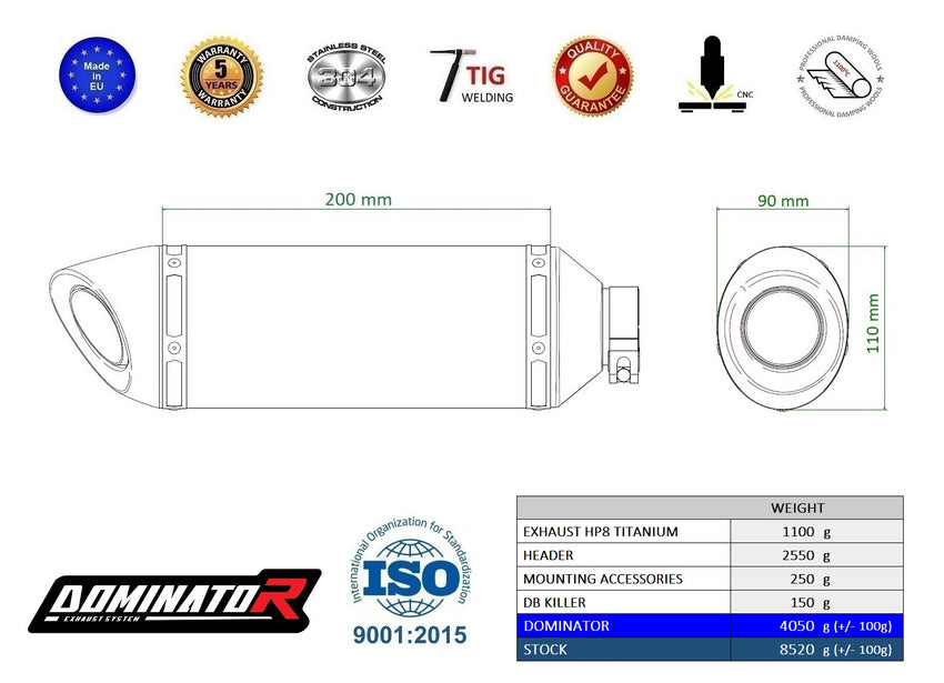 CF MOTO 675 SR-R 2024 - 2026 Full Exhaust System Collector Silencer Titanium HP8 + dB killer