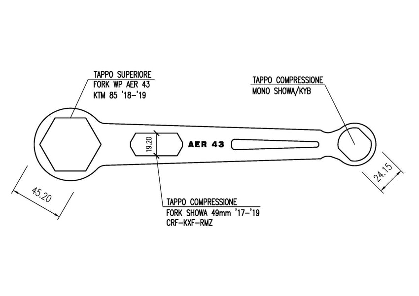 Multifunction wrench WP43 AER - Showa49 - KYB Shock
