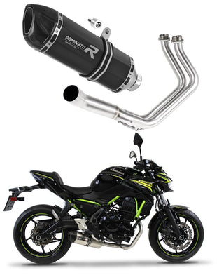 Kawasaki Z650 2017 - 2023 Full Exhaust System Collector Silencer HP1 BLACK + dB killer medium