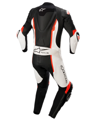 Missile V2 1-Piece Leather Suit - Black White Red Fluo