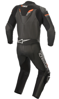 GP Force Chaser Leather 1-Piece Suit - Black Red Fluo