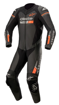 GP Force Chaser Leather 1-Piece Suit - Black Red Fluo