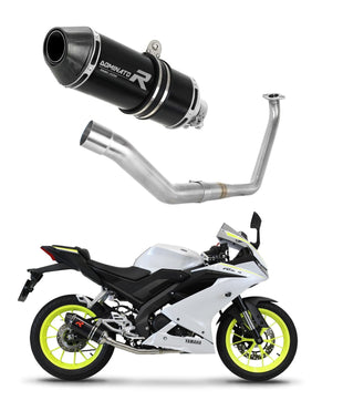 Yamaha YZF R125 2019 - 2020 Full Exhaust System Collector Silencer HP3 BLACK + dB killer medium