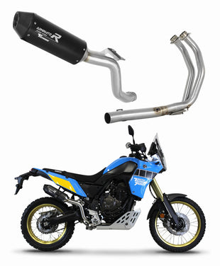 Yamaha Tenere 700 2021 - 2024 Full Exhaust System Collector Silencer MX2 BLACK + dB killer medium