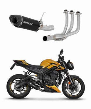 Triumph STREET TRIPLE 765 S / R / RS 2023 - 2024 Full Exhaust System Collector Silencer HP8 BLACK + dB killer