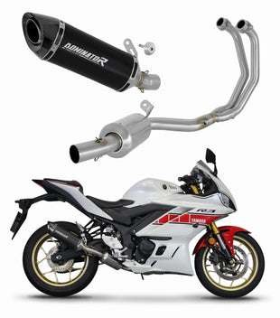Yamaha YZF-R3 2019 - 2024 Full Exhaust System Collector Silencer HP8 BLACK + dB killer medium