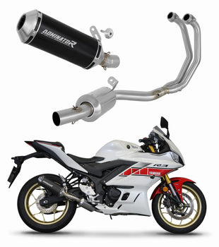 Yamaha YZF-R3 2019 - 2024 Full Exhaust System Collector Silencer OV G2 BLACK + dB killer medium