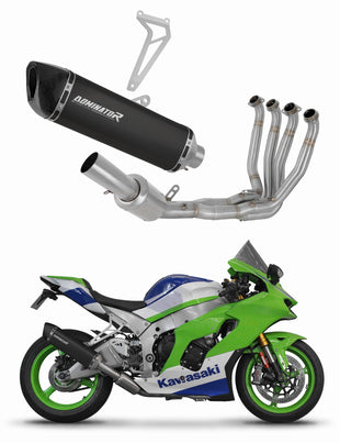 Kawasaki ZX10R / RR 2021 - 2024 Full Exhaust System Collector Silencer HP6 BLACK + dB killer