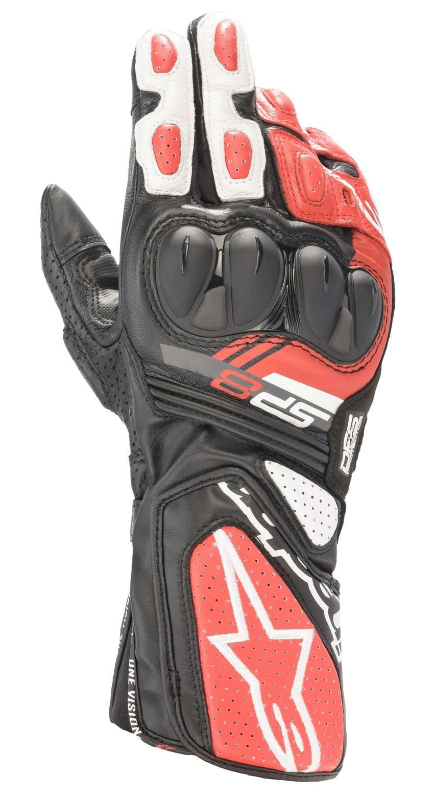 SP-8 V3 Gloves -  Black White Bright Red