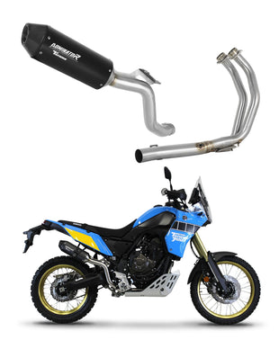 Yamaha Tenere 700 2019 - 2020 Full Exhaust System Collector Silencer MX2 BLACK + dB killer medium