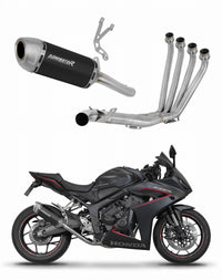 Honda CB 650 R / E-Clutch 2024 - 2025 Full Exhaust System Collector Silencer S6 BLACK + dB killer 20 m.