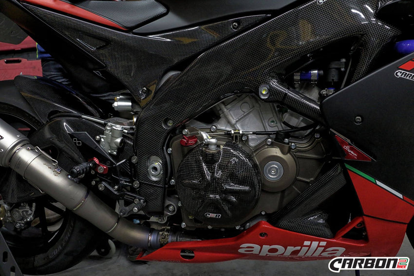 APRILIA Tuono V4 1000 / 1100 RR 2011-2024 Carbon Fiber Engine Case Covers (2-pieces)