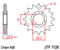 JT JTF1120 11T motorcycle front sprocket – additional product view 2