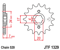 JT JTF1329 12T motorcycle front sprocket – additional product view 2