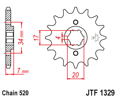JT JTF1329 12T motorcycle front sprocket – additional product view 2