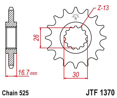 JT JTF1370 15T motorcycle front sprocket – additional product view 2