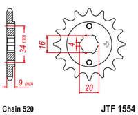 JT JTF1554 12T motorcycle front sprocket – additional product view 2