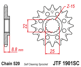 Front sprocket JT JTF1901,15SC
