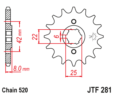 JT JTF281 13T motorcycle front sprocket – additional product view 2