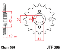 Front sprocket JT JTF306,15