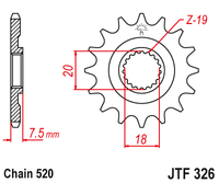 JT JTF326 12T motorcycle front sprocket – additional product view 2