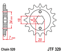 JT JTF329 14T motorcycle front sprocket – additional product view 2