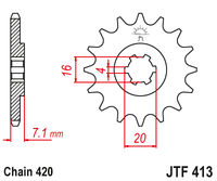 JT JTF413 12T motorcycle front sprocket – additional product view 2