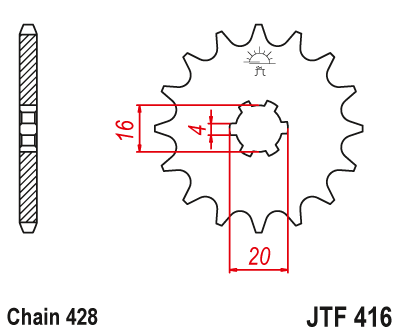 JT JTF416 14T motorcycle front sprocket – additional product view 2