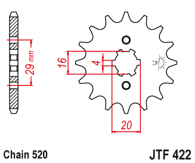 JT JTF422 12T motorcycle front sprocket – additional product view 2