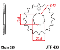 JT JTF433 14T motorcycle front sprocket – additional product view 2