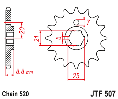 JT JTF507 14T motorcycle front sprocket – additional product view 2