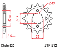 JT JTF512 15T motorcycle front sprocket – additional product view 2