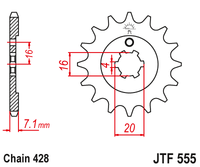 JT JTF555 14T motorcycle front sprocket – additional product view 2