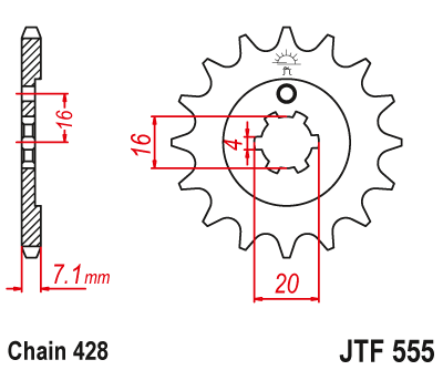 JT JTF555 14T motorcycle front sprocket – additional product view 2