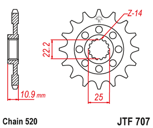 Front sprocket JT JTF707,15