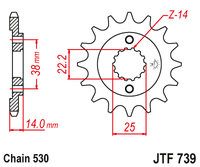 Front sprocket JT JTF739,15