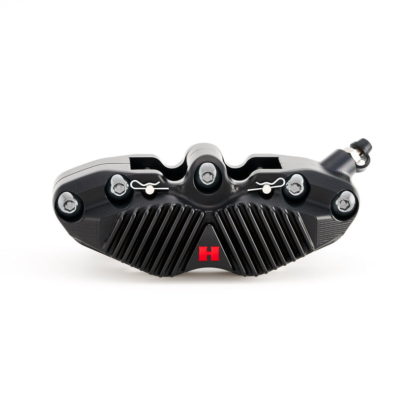 HEL V2 100mm Solid Billet 4 Piston Front Radial Brake Calipers with Finned Back